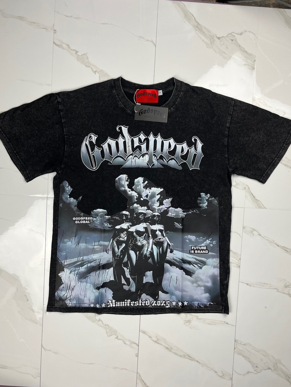 Godspeed Manifested 2023 Black Graphic T-Shirt with Our Futr